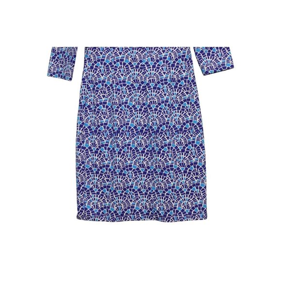 J McLaughlin Dress Small Sophia Catalina Cloth Geometric Abstract Stretch Blue - Picture 10 of 13